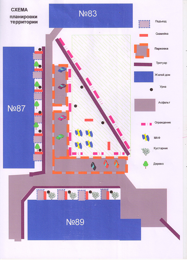 Схематичный план благоустройства двора по улице Стадионной в Каслях